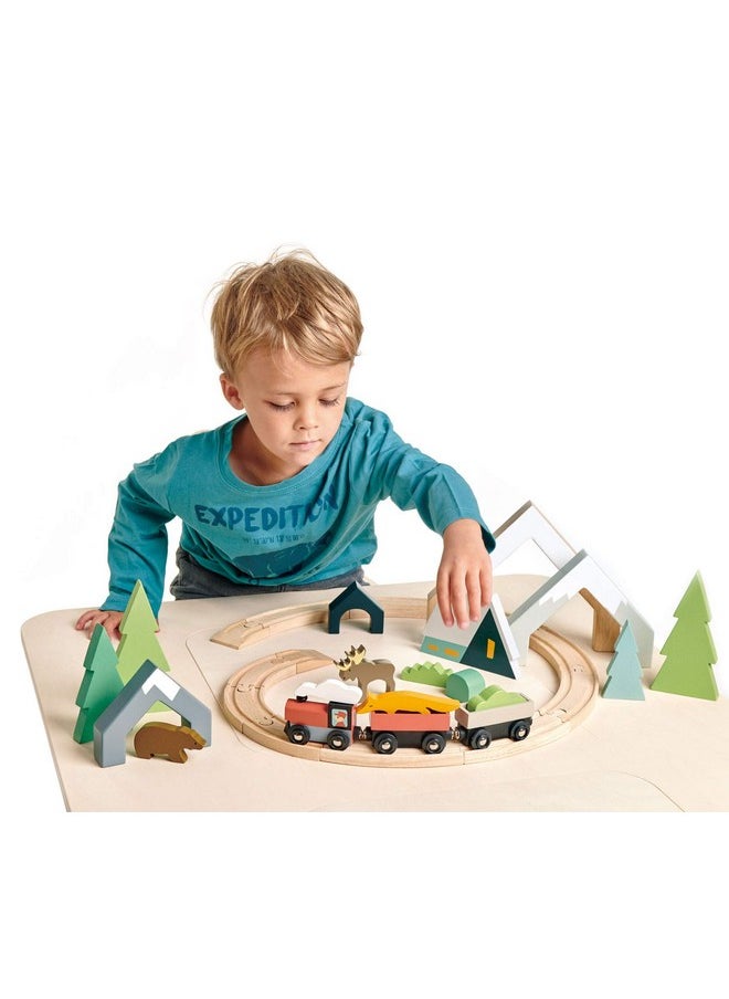 - Treetops Train Set - Beautiful Wooden Toy Train Set Kids - Intelligent And Imaginative Play Skills For Age 3+