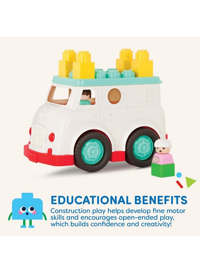 - Rescue Truck - 8Pc Construction Set - 2 Figures & 5 Blocks - Build-On Vehicle - 12 Months + - Locbloc® Ambulance