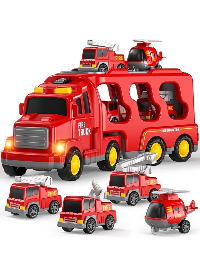 Fire Trucks Boy Toys For 3-5 Year Old Toddlers - Toys For 3 4 5 6 7 Years Old Transport Vehicle Carrier Truck, Boy Trucks Toy Sets, Kids Toys Boys 3-5, Gift Toys For Boys And Girls Aged 4-6