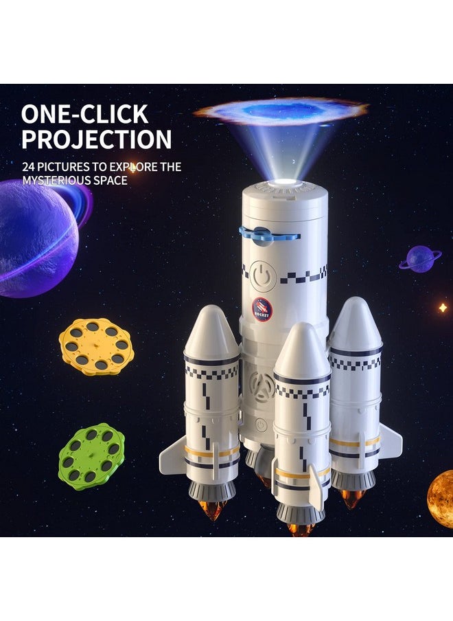 Space Shuttle Rocket Toys For 3 4 5 6 7 8 9 Years Old Kids Science Educational 5-In-1 Stem Aerospace Toys With 2 Astronauts, Projection Lamp, Space Adventure Toys Gift For Boys Girls 3+