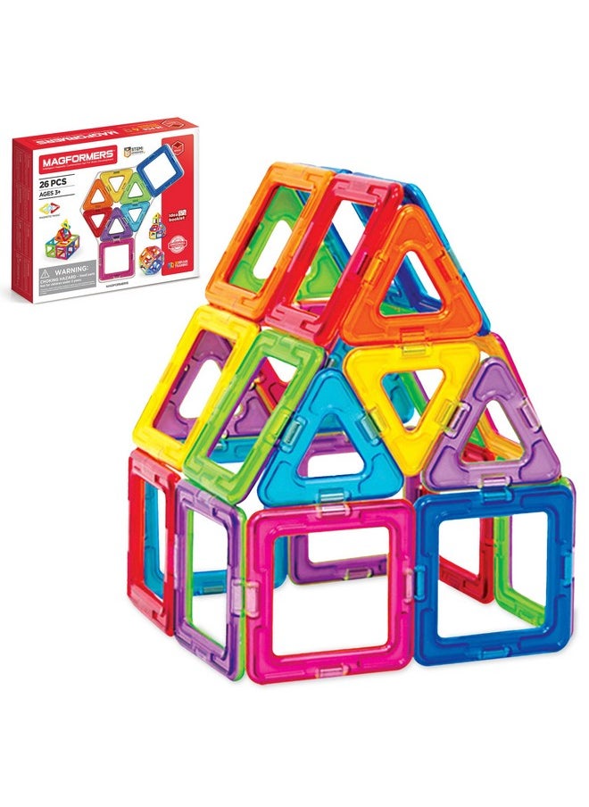 Rainbow 26Pc Set | Magnetic Tiles Building Blocks, Educational Stem Toy Set | Magnetic Building Tiles For Kids To Develop Problem-Solving Abilities And Shape Recognition