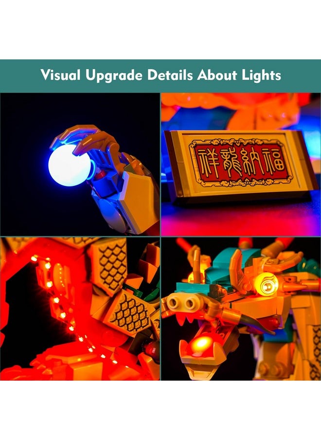 Led Light Kit Compatible With Lego Auspicious Dragon 80112, Diy Creative Lighting Set Accessories Compatible With Lego Dragon 2024 New Year 80112 Set (Lights Only, No Models)