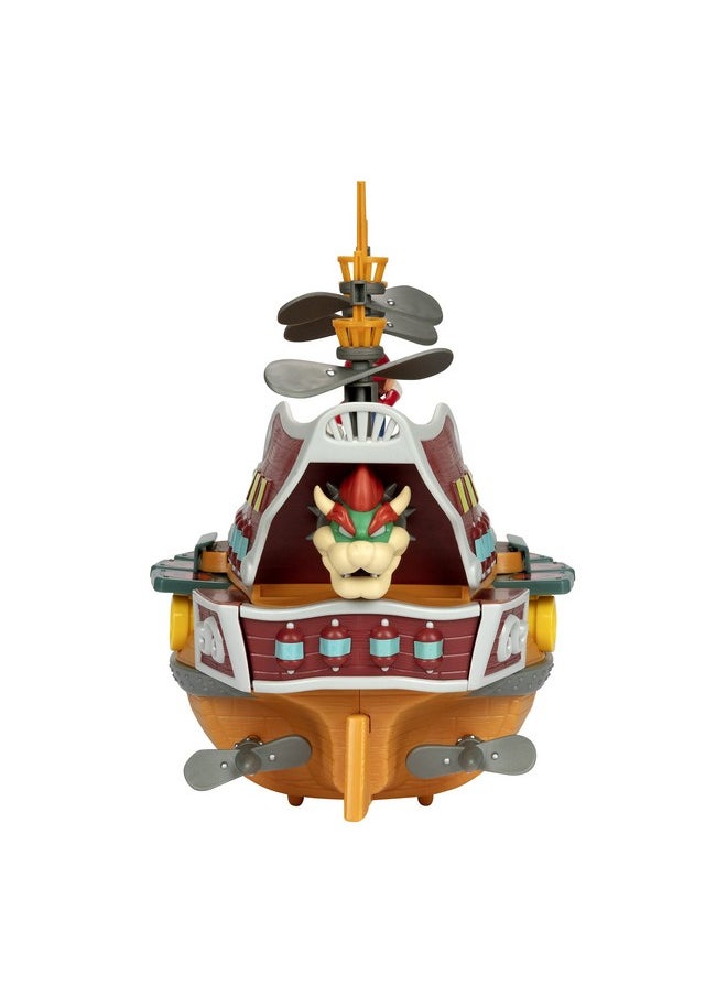 Deluxe Bowser'S Air Ship Playset With Mario Action Figure - Authentic In-Game Sounds & Spinning Propellers