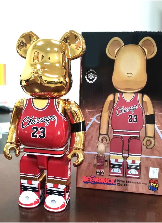 Bearbrick (Jordan No. 23) statue trendy culture  Action Figure Decorative Resin Sculpture Home Decor Statue, Art Figurine Home Ornament Decoration for Office, Living Room, Bedroom, Book Shelf, TV Cabinet, Desktop