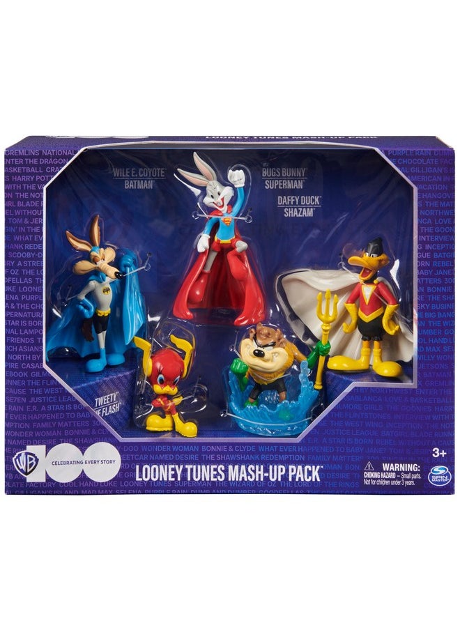 , Looney Tunes Mash-Up Pack, Limited Edition Wb 100 Yrs Anniversary, 5 Looney Tunes X Dc Figures, 4-Inch Superhero Kids Toys For Boys & Girls