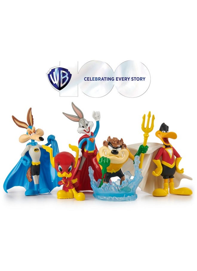 , Looney Tunes Mash-Up Pack, Limited Edition Wb 100 Yrs Anniversary, 5 Looney Tunes X Dc Figures, 4-Inch Superhero Kids Toys For Boys & Girls