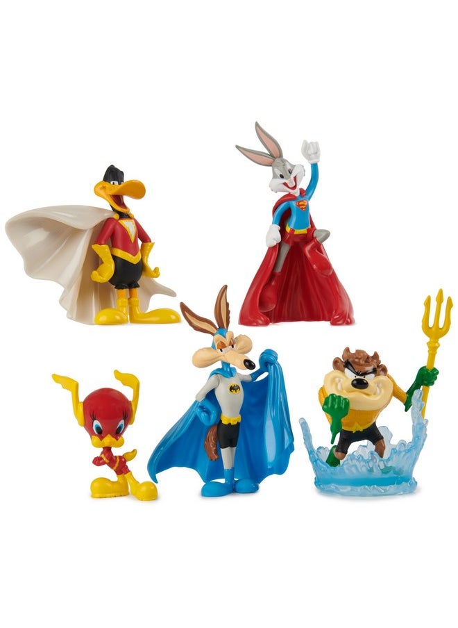 , Looney Tunes Mash-Up Pack, Limited Edition Wb 100 Yrs Anniversary, 5 Looney Tunes X Dc Figures, 4-Inch Superhero Kids Toys For Boys & Girls