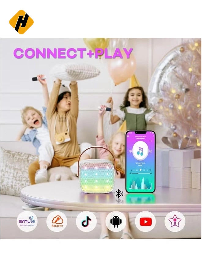 Portable Mini Karaoke Machine with Dual Wireless Microphones - Bluetooth Speaker for Kids & Adults, Ideal Birthday Gift for Ages 4 and Up, Multicolor