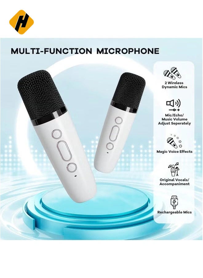 Portable Mini Karaoke Machine with Dual Wireless Microphones - Bluetooth Speaker for Kids & Adults, Ideal Birthday Gift for Ages 4 and Up, Multicolor