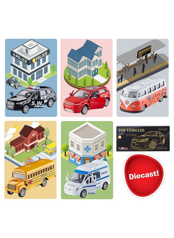 Die-Cast Metal Toy Cars Set Of 5, Openable Doors, Pull Back Car, Gift Pack For Kids (Official Car)