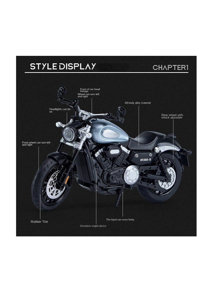 1:12 Simulation Alloy Motorcycle Model - Metal Diecast Collectible Toy Car with Sound and Light Features - Perfect for Kids, Boys, Girls & Children