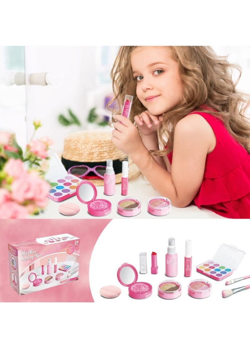 Girls Makeup Set, Pretend Makeup Toys for Toddlers, Makeup Toy Set with Lipstick, Eyeshadow, DIY Accessories, Makeup Toys for Kids, Toddlers and Dress Up Fun, No Smudge (Black)