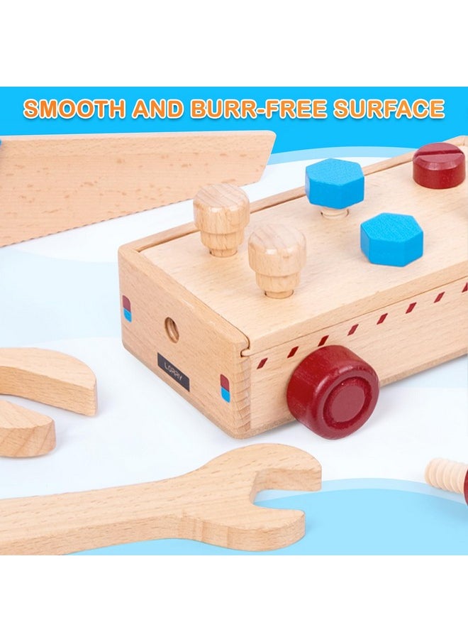 Wooden Tool Set For Kids Toddler Tool Kit Wooden Truck Including Wooden Tool Box Montessori Toys For Boys Girls 2 3 4 Years Old Preschool Educational Stem Pretend Play Birthday Christmas Xmas Gift