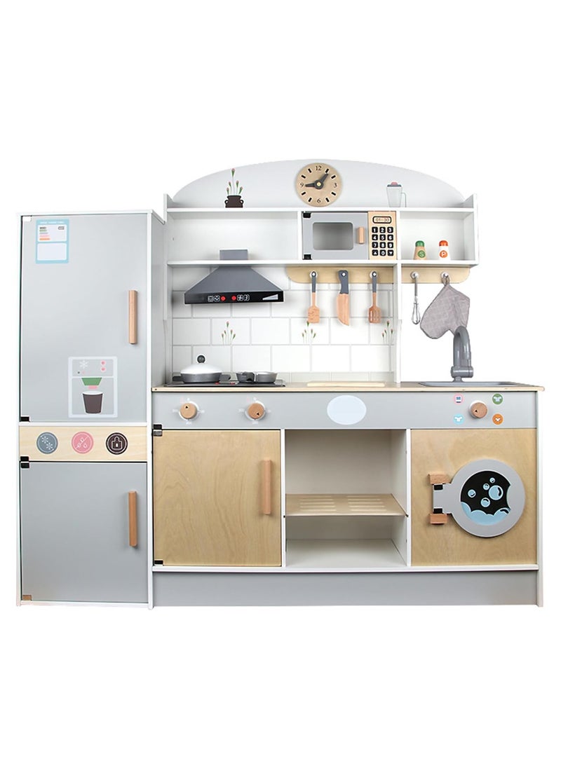 Play Kitchen for Kids - Real Wooden Kitchen Set with Lights & Sound - Pretend Kitchen Playset for Boys & Girls, Toddler Kitchenette with Stove, Oven, Sink, and Accessories - Toy Kitchen for Ages 3-10