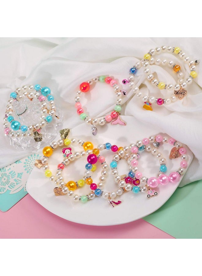 Princess Bracelets 10 Ps For Kids Girls Pearl Bead Bracelets Teen Jewelry Set Party Favor Costume Princess Pretend Play