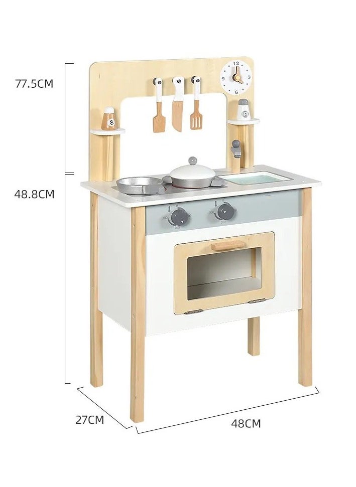 Wooden Kitchen Toy Set for Girls – Realistic Wooden Kitchen Cabinet Playset, Pretend Play Cooking Set with Accessories for Toddlers and Preschoolers, Ideal Gift for Ages 3+