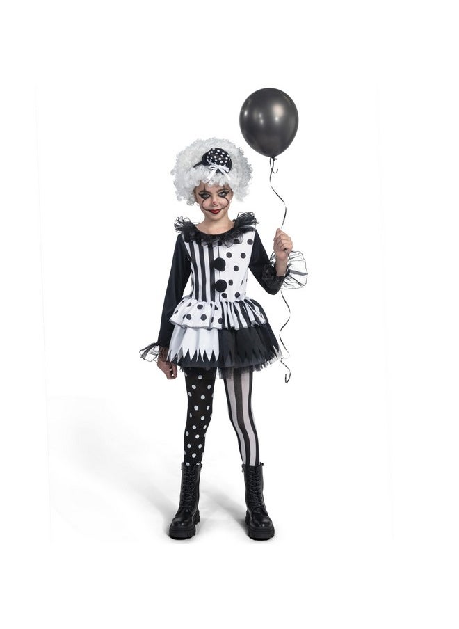 Girls Clown Costume, Halloween Killer Clown Costume, Black And White Jester Dress For Girls Halloween Dress Up, Role Play, Cosplay Party-M