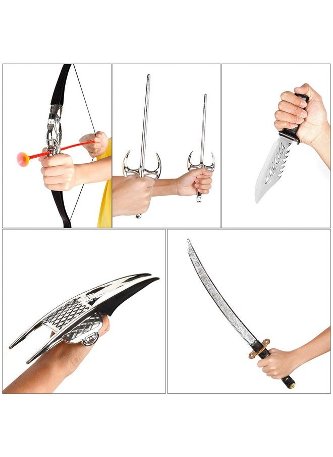 Ninja Warrior Bow And Arrow Archery Set With Katana Sword, Sai, Melee Toy Weapons For Kids Pretend Role Play Equipment, Cosplay, Costume Accessories