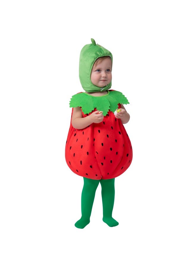 Halloween Strawberry Costume For Baby And Toddler, Baby Fruit Costume With Hood For Halloween Costume Cosplay Parties (18-24 Months)