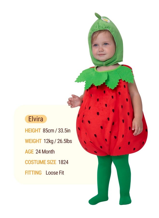 Halloween Strawberry Costume For Baby And Toddler, Baby Fruit Costume With Hood For Halloween Costume Cosplay Parties (18-24 Months)