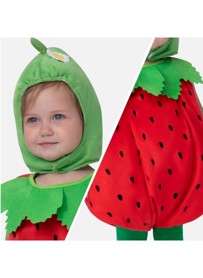 Halloween Strawberry Costume For Baby And Toddler, Baby Fruit Costume With Hood For Halloween Costume Cosplay Parties (18-24 Months)