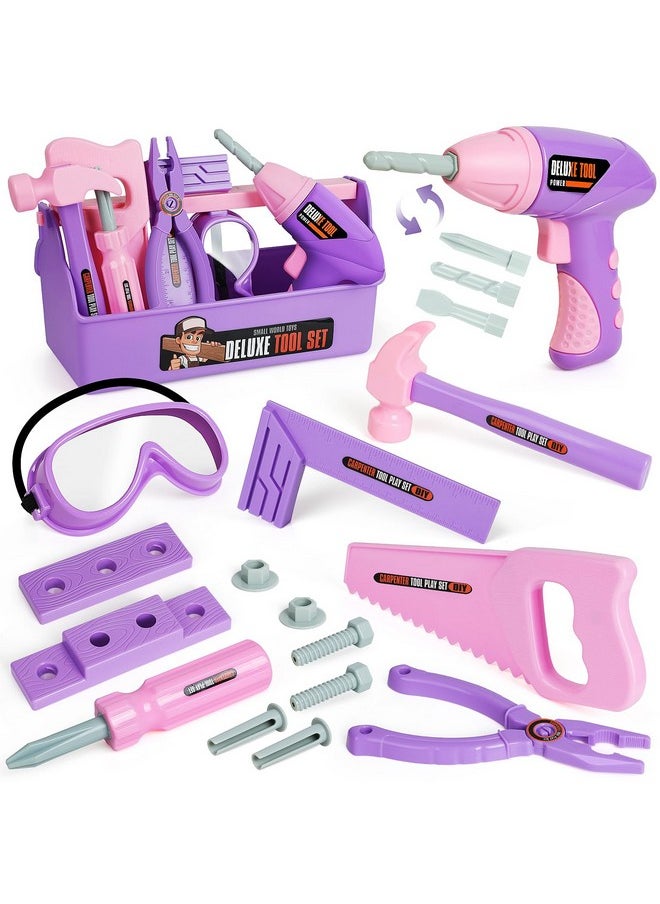 Kids Tool Set With Toy Drill, Toy Tool Box, Construction Tools, Pretend Play Toddler Girl Toys Gifts For Toddlers Kids Aged 3 4 5 6 7