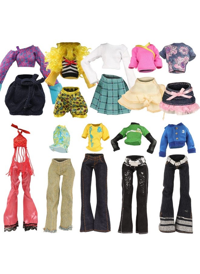 10 Sets Doll Clothes For 11 Inch Monster Girl Doll Fashion Outfits Casual Tops Pants