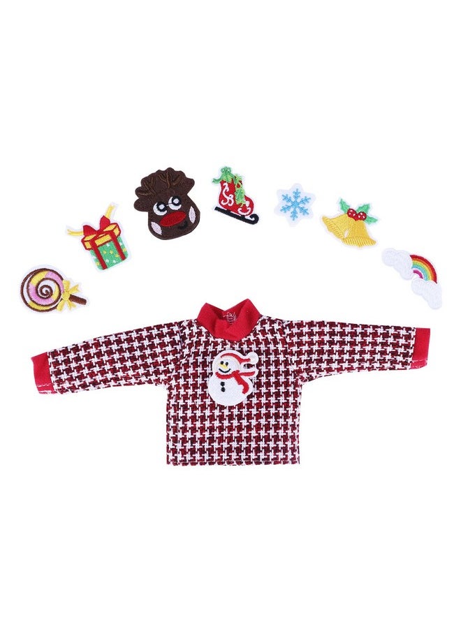 Santa Clothing Christmas Accessories For Elf Doll (Sweater Set - 1 Sweater + 8 Attachable Decals)