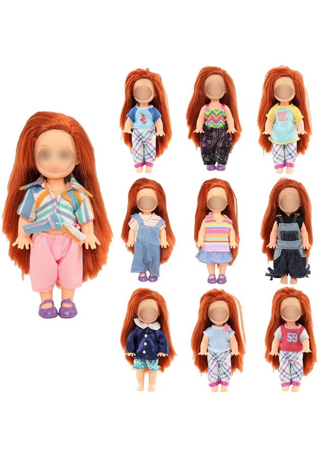 6Pcs 4 Inch Doll Clothes Fashion Dresses Outfit For 4 Inch Doll 5 Inch Doll