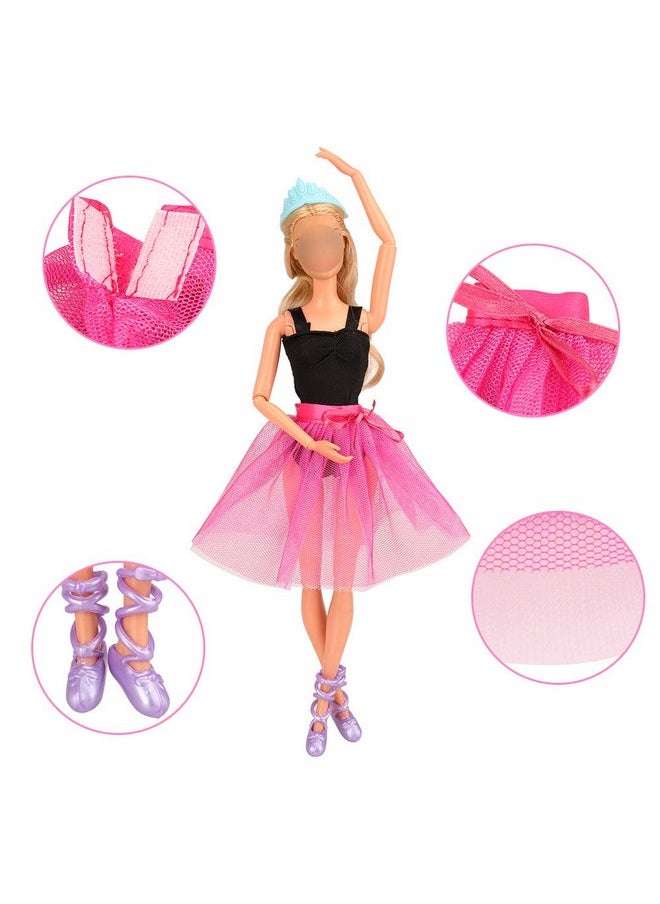 3 Sets Ballerina Doll Clothes Ballet Outfits Dance Dresses Costume Mirror Tutu Skirt With 3 Shoes 3 Crown Accessories For 11.5 Inch Girl Doll