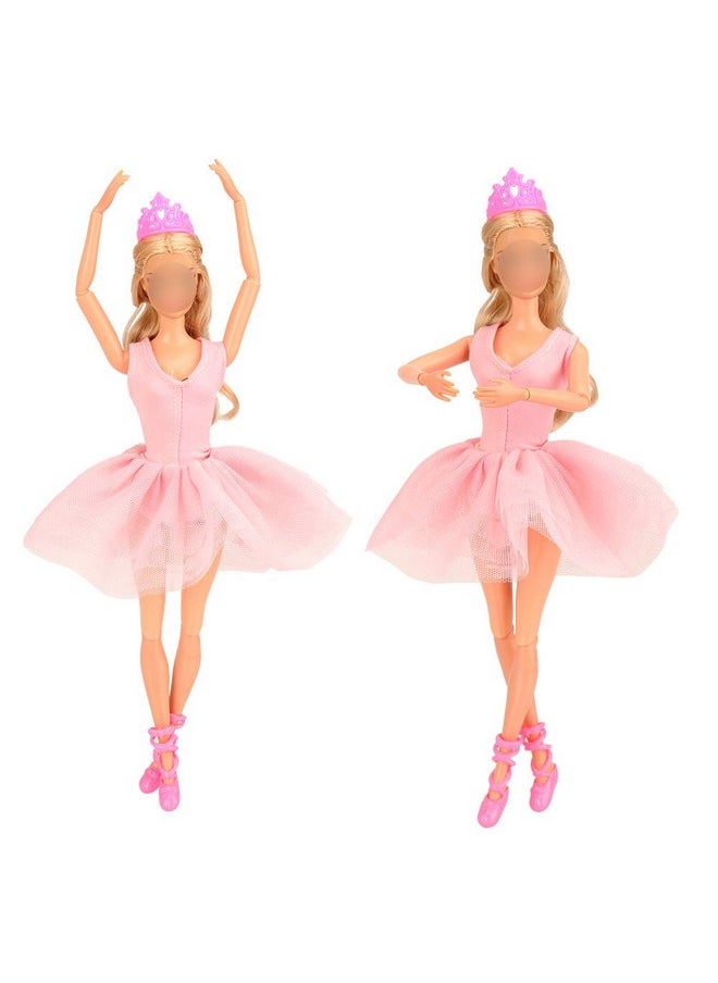 3 Sets Ballerina Doll Clothes Ballet Outfits Dance Dresses Costume Mirror Tutu Skirt With 3 Shoes 3 Crown Accessories For 11.5 Inch Girl Doll