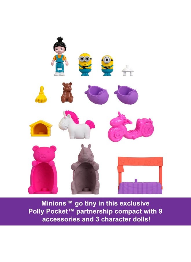 Playset, 1 Doll,2 Minions And Fluffy The Unicorn Toy, Minions Compact With 9 Accessories