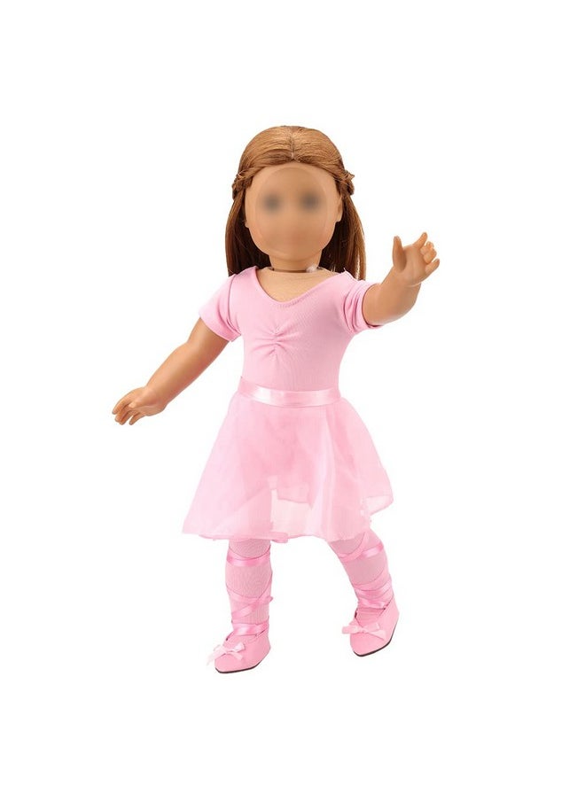 18 Inch Doll Clothes Ballet Ballerina Outfits Dance Dress Custume Compatible With 18 Inch Dolls - 4 Pcs Leotard With Tutu Skirt, Tights And Ballet Shoes