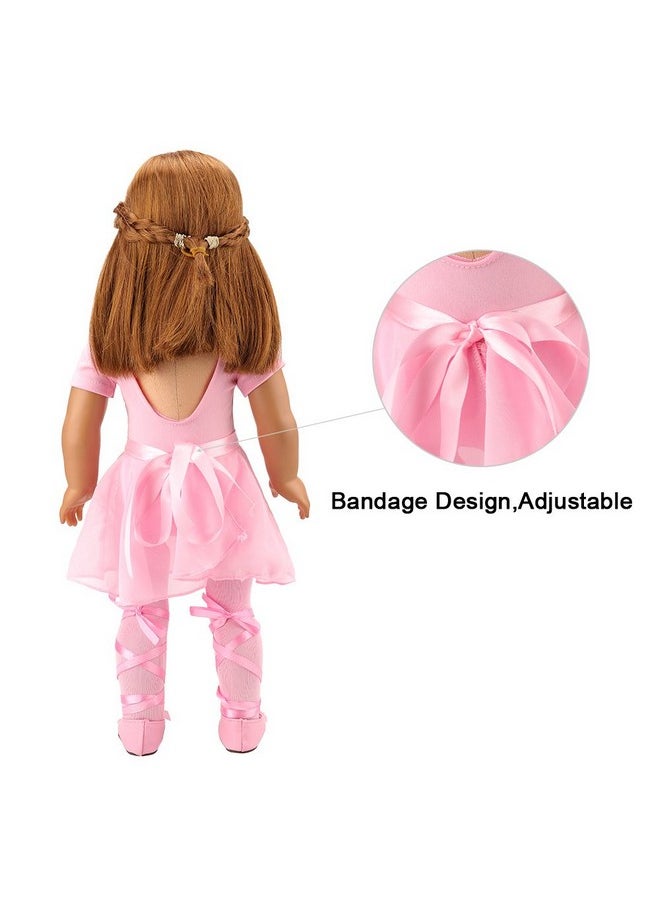 18 Inch Doll Clothes Ballet Ballerina Outfits Dance Dress Custume Compatible With 18 Inch Dolls - 4 Pcs Leotard With Tutu Skirt, Tights And Ballet Shoes