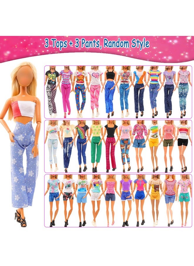 Lot 36 Items 3 Fashion Dresses 3 Casual Tops And Pants Outfits 6 Pcs Mini Dresses With 1 Bags 10 Shoes, 13 Accessories For 11.5 Inch Girl Doll Birthday Xmas
