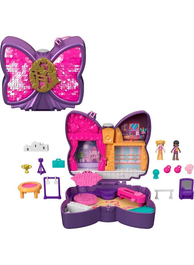 Compact Playset, Sparkle Stage Bow With 2 Micro Dolls & Accessories, Travel Toys With Surprise Reveals