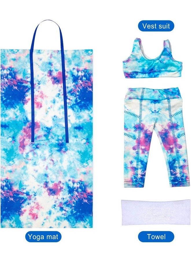 3 Items 18 Inch Doll Clothes Yoga Pilates Sports Clothes Gymnastics Yoga Exercise Outfit Sets Includes Vest Suit, Yoga Mat And Towel