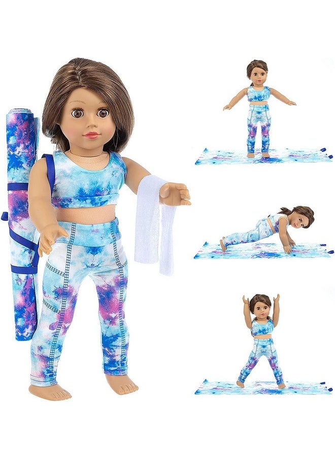 3 Items 18 Inch Doll Clothes Yoga Pilates Sports Clothes Gymnastics Yoga Exercise Outfit Sets Includes Vest Suit, Yoga Mat And Towel