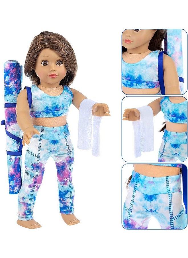 3 Items 18 Inch Doll Clothes Yoga Pilates Sports Clothes Gymnastics Yoga Exercise Outfit Sets Includes Vest Suit, Yoga Mat And Towel