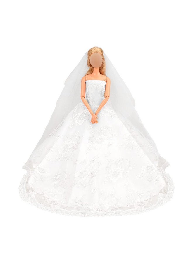 Wedding Dress With Veil White Princess Evening Party Clothes Wears Dress Outfit Set For 11.5 Inch Doll