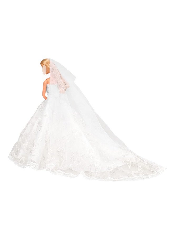 Wedding Dress With Veil White Princess Evening Party Clothes Wears Dress Outfit Set For 11.5 Inch Doll