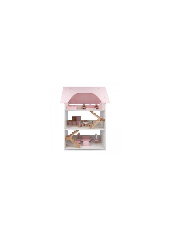 Dollhouse Pink Dream House for Girls - 3-Story DIY Dollhouse with Furniture & Accessories | Pretend Play House Set for Toddlers | Princess Dollhouse for Kids Aged 3+