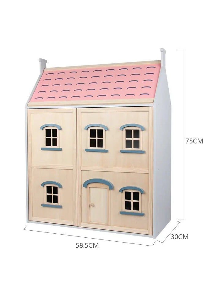 Wooden DIY Family Dollhouse for Girls – Princess House with Mini Furniture Accessories, Creative Pretend Play Villa Toy, Ideal for Kids, Ages 3+, Educational Role Play Toy Set