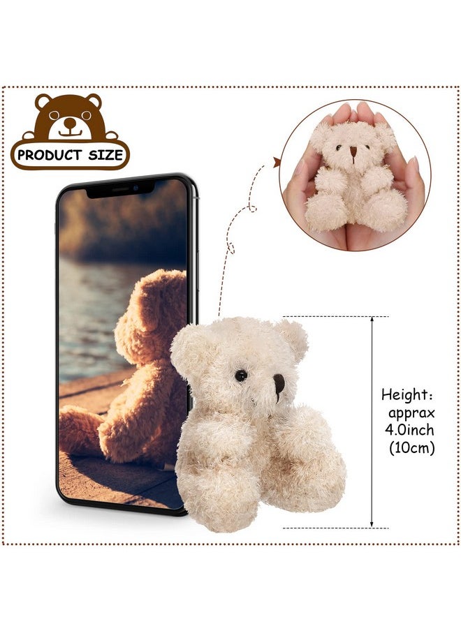 8 Pcs Mini Plush Bears 4'' Small Bear Bulk Stuffed Animal Toys Tiny Soft Bear Doll Present Stuffers For Keychain Baby Shower Party Favors Supplies(Brown, Apricot)