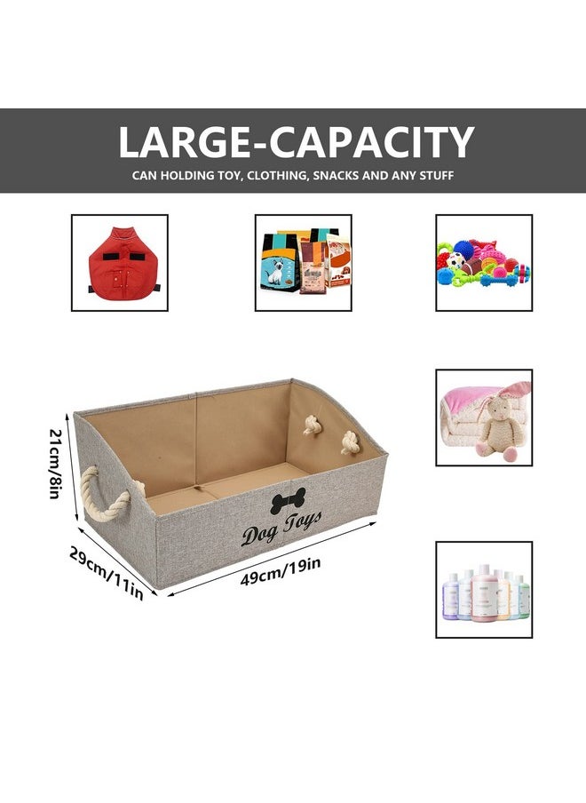 Large Dog Toy Bin Puppy Shallow Toy Baskets Dog Toy Storage Perfect For Living Room Playroom Closet Home Organization - Light Brown