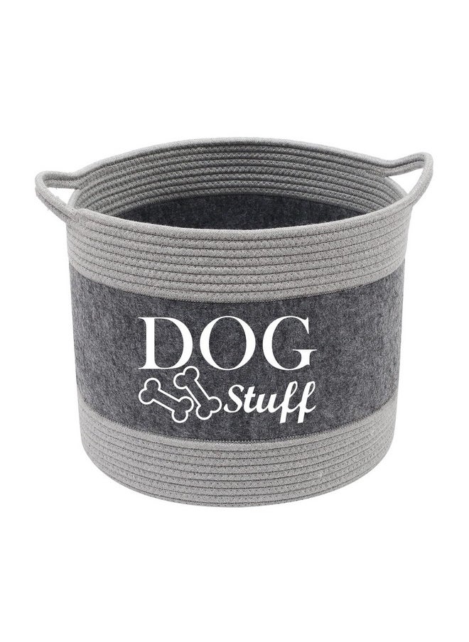 Cotton Felt Round Dog Toy Box And Dog Toy Basket Storage With Handle, Doggie Toy Bin - Good Idea For Organizing Pet Toys, Blankets, Leashes, Clothing, Dry Food And Any Doggie Stuff