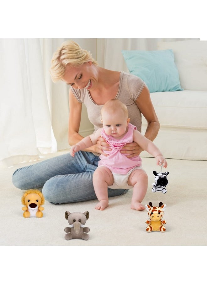 14 Pieces Safari Mini Jungle Animal Plush Toys Small Stuffed Forest Animals Plush Toys 3.75 Inch Keychain Decorations For Animal Themed Parties Goody Bags Filler Favors (Sitting)