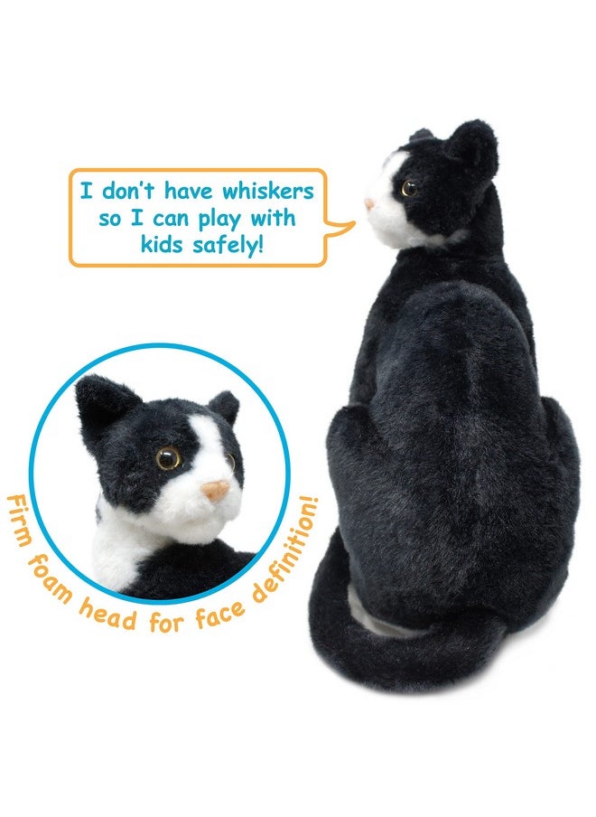 Tate The Tuxedo Cat - 14 Inch Stuffed Animal Plush Black And White Kitten - By Tigerhart Toys