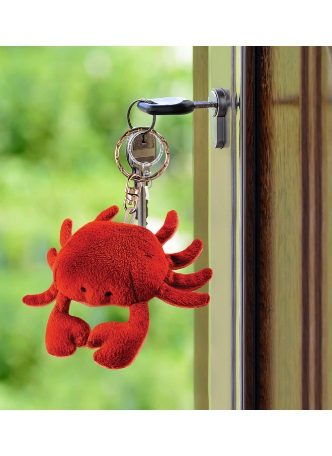 Red Crab Plush Keychain Stuffed Animal Toy - Soft Ocean Life Animal Crab Charm Keyring, Cute Decorative Plush Toy Accessory For Kids Bag, Purse, Backpack - 4 Inches