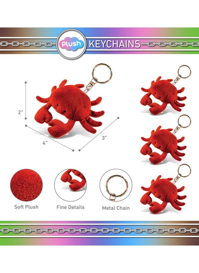 Red Crab Plush Keychain Stuffed Animal Toy - Soft Ocean Life Animal Crab Charm Keyring, Cute Decorative Plush Toy Accessory For Kids Bag, Purse, Backpack - 4 Inches